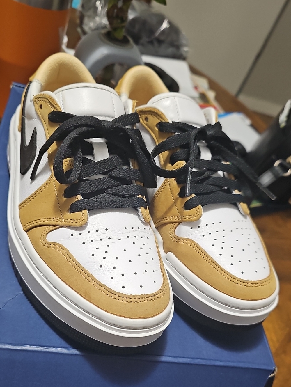 Nike Jordan Elevate Low-Top Leather Sneakers in White and Tan